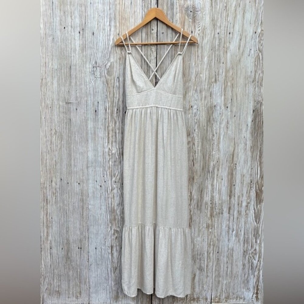 Haute Monde Cream Smocked Tiered Maxi Dress